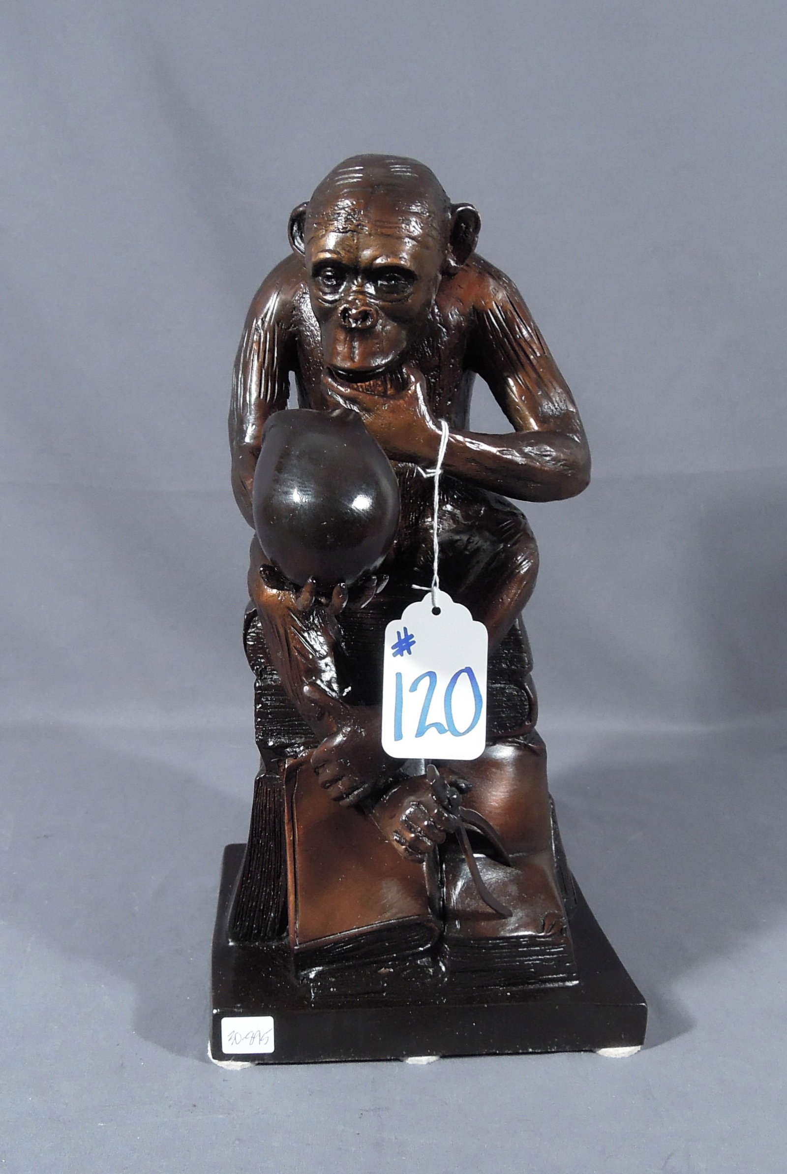 FINE REPRODUCTION BRONZE SCULPTURE OF DARWINS APE THINKER (1 of 1)
