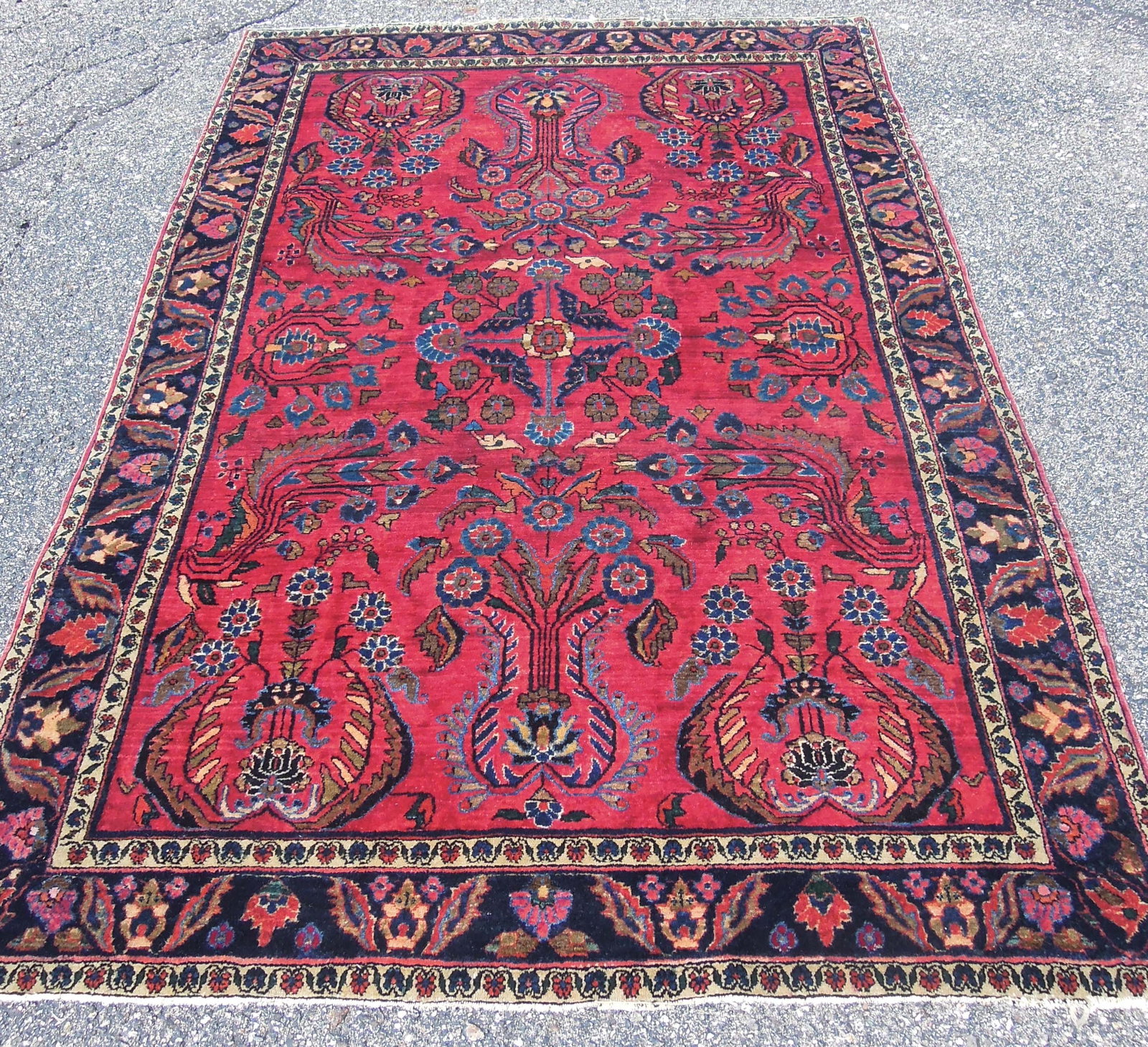 ANTIQUE PERSIAN LILIHAN AREA RUG: Hand knotted. High quality. Circa 1920's. 4.3 x 6.2