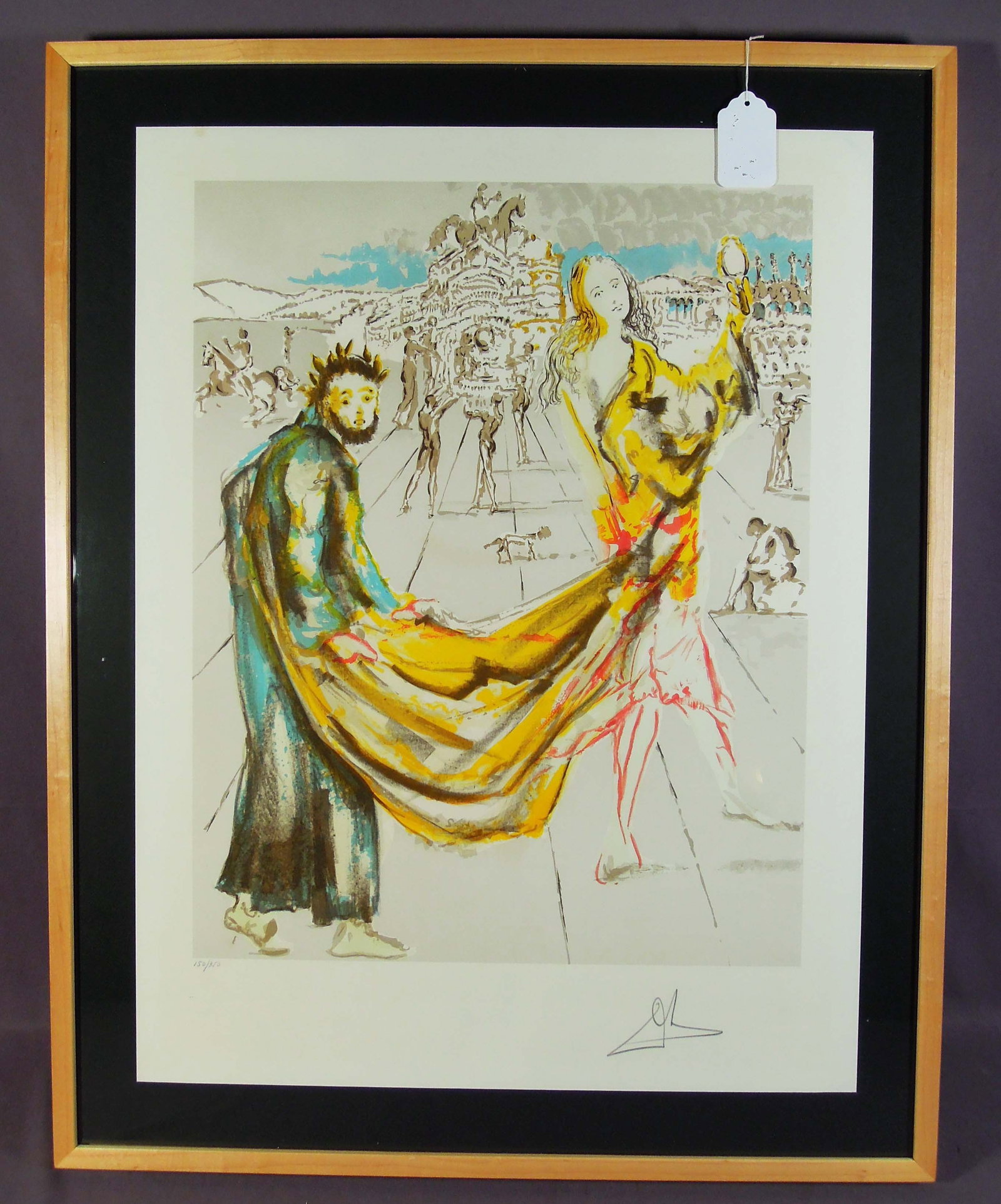 SALVADOR DALI (1904-1989) SPANISH: Original Lithograph on paper "The Kingdom". Limited Edition of 350. Circa 1980. Aucthenticated on verso twice. Hand signed by Dali. Overall framed 34" x 26 1/2".