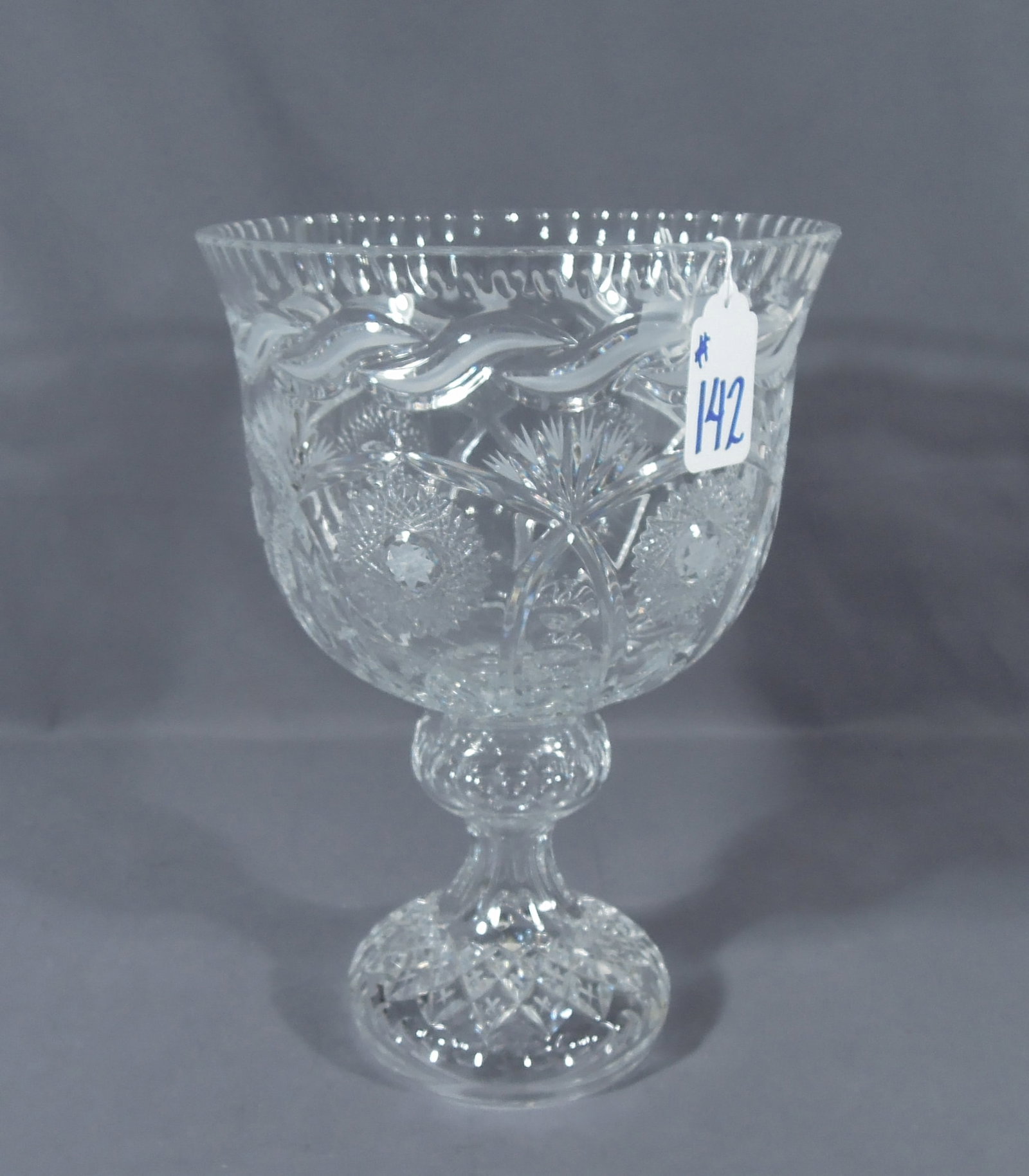 LARGE EUROPEAN CUT CRYSTAL PEDESTAL BOWL (1 of 1)