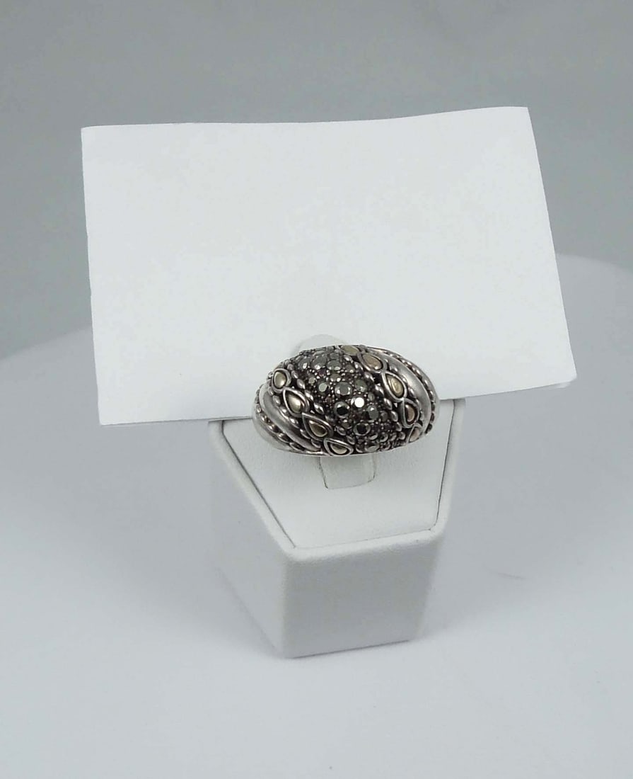 JAI (BY JOHN HARDY) LADIES 14K Y.G., STERLING SILVER & HEMATITE RING (1 of 1)