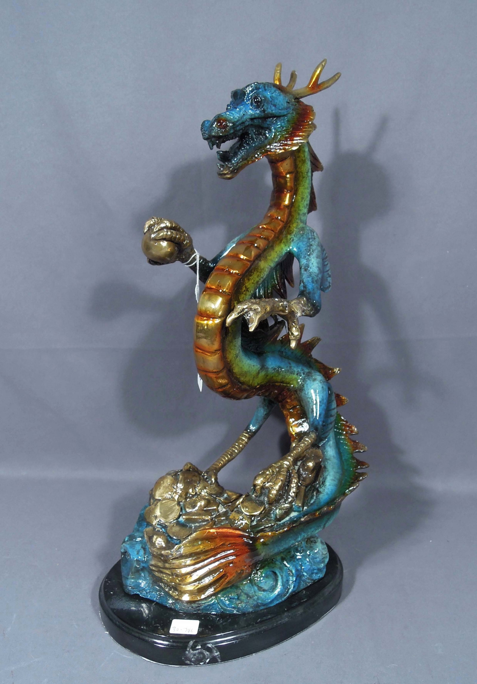 VERY FINE HEAVY BRONZE SCULPTURE OF DRAGON (1 of 1)
