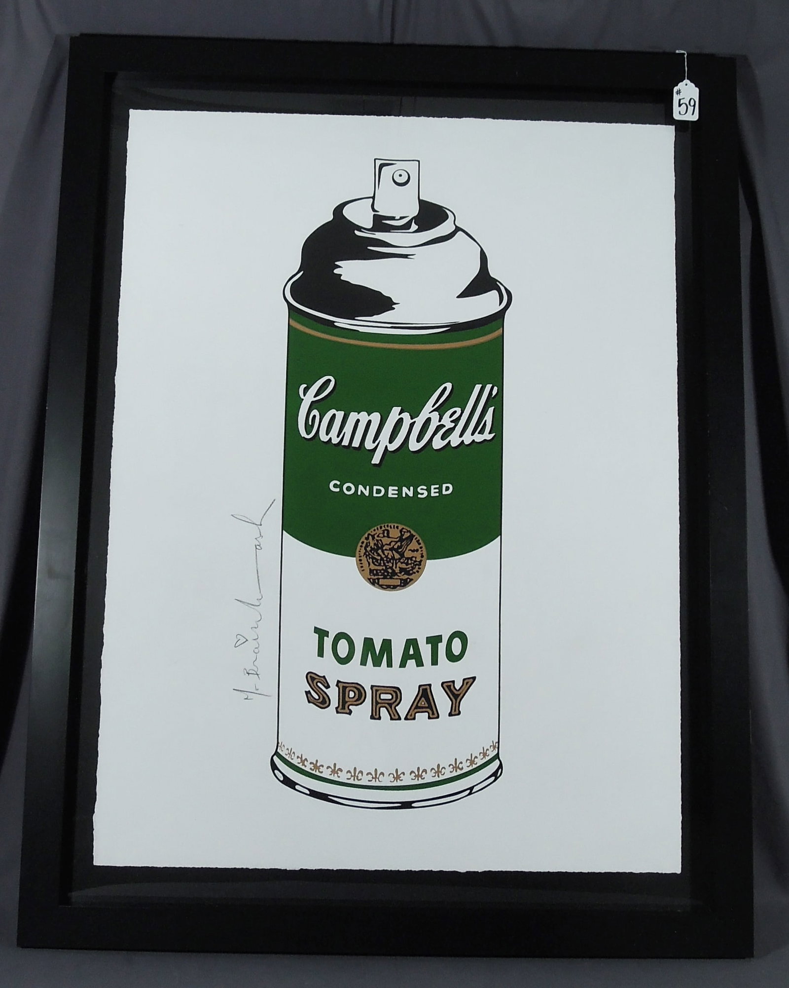 THIERRY GUETTA "MR. BRAINWASH" (1966- ) FRENCH: Very large original Artist Proof Screenprint in colors on paper "Tomato Spray (Green)". Hand signed in pencil and numbered Artist Proof 3/5. Image 48" x 36", Overall framed 57 1/2" x 44 1/4" x 2".