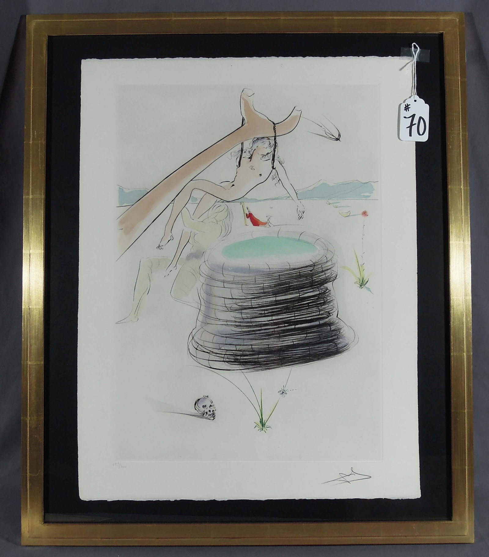 SALVADOR DALI (1904-1989) SPANISH: Original Etching with color Pochoir on Arches paper "Joseph". Circa 1975. Limited Edition 123/400. Hand signed and numbered in pencil. Embossed stamp, lower left. Authenticated twice on verso. Overall