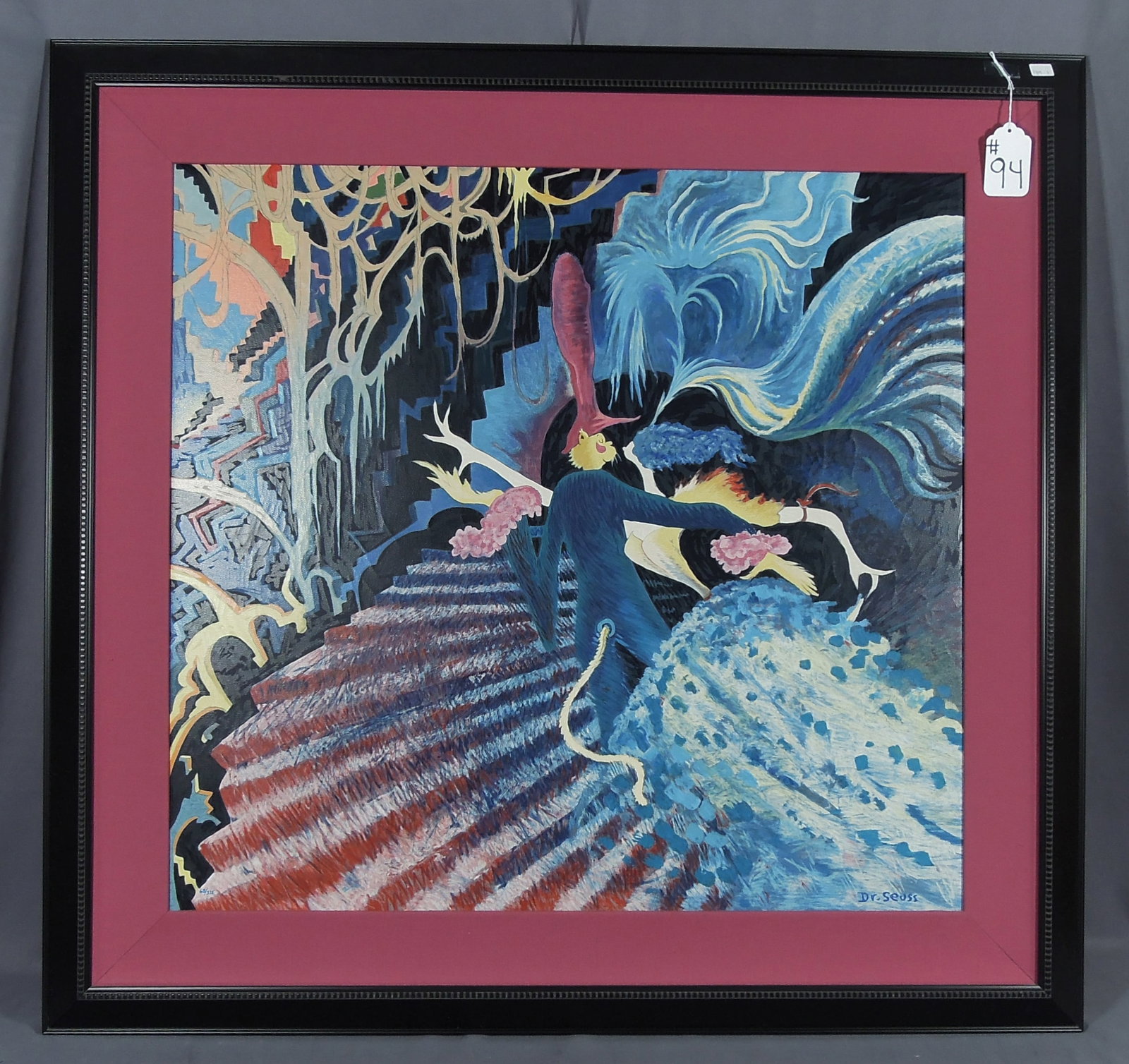 THEODOR GEISEL (DR. SEUSS) (1904-1991) AMERICAN: Very rare Limited Edition hand pulled serigraph on canvas "Cat Carnival in West Venice". Produced in 1998. 68/375. Estate signed in plate. Certificate of authenticy included. Image 29" x 31", Canvas