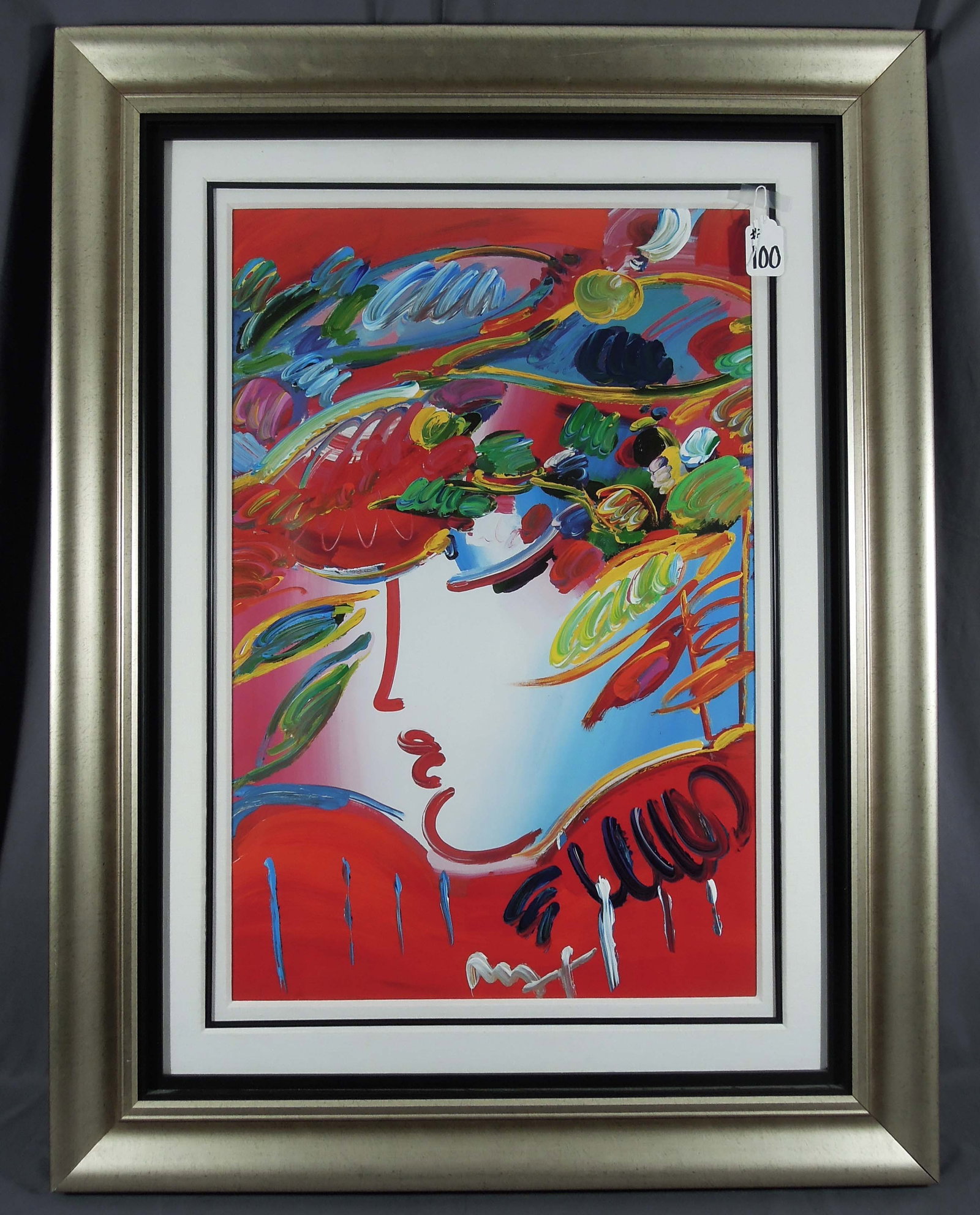 PETER MAX (1937- ) GERMAN: Original Mixed Media with Acylic and Lithography on paper "Blushing Beauty". Very large work of art. Circa 2007. Hand signed in Acrylic. Complete with original Peter Max Studio stamp with reference