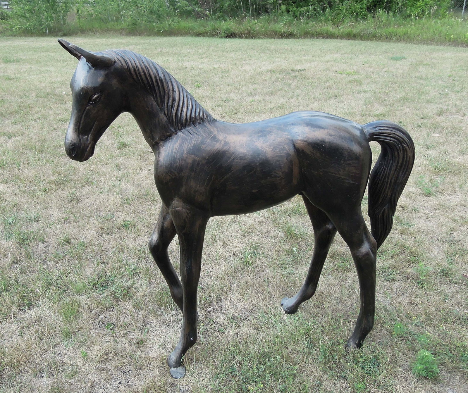 LIFE SIZE BRONZED ALUMINUM STANDING HORSE