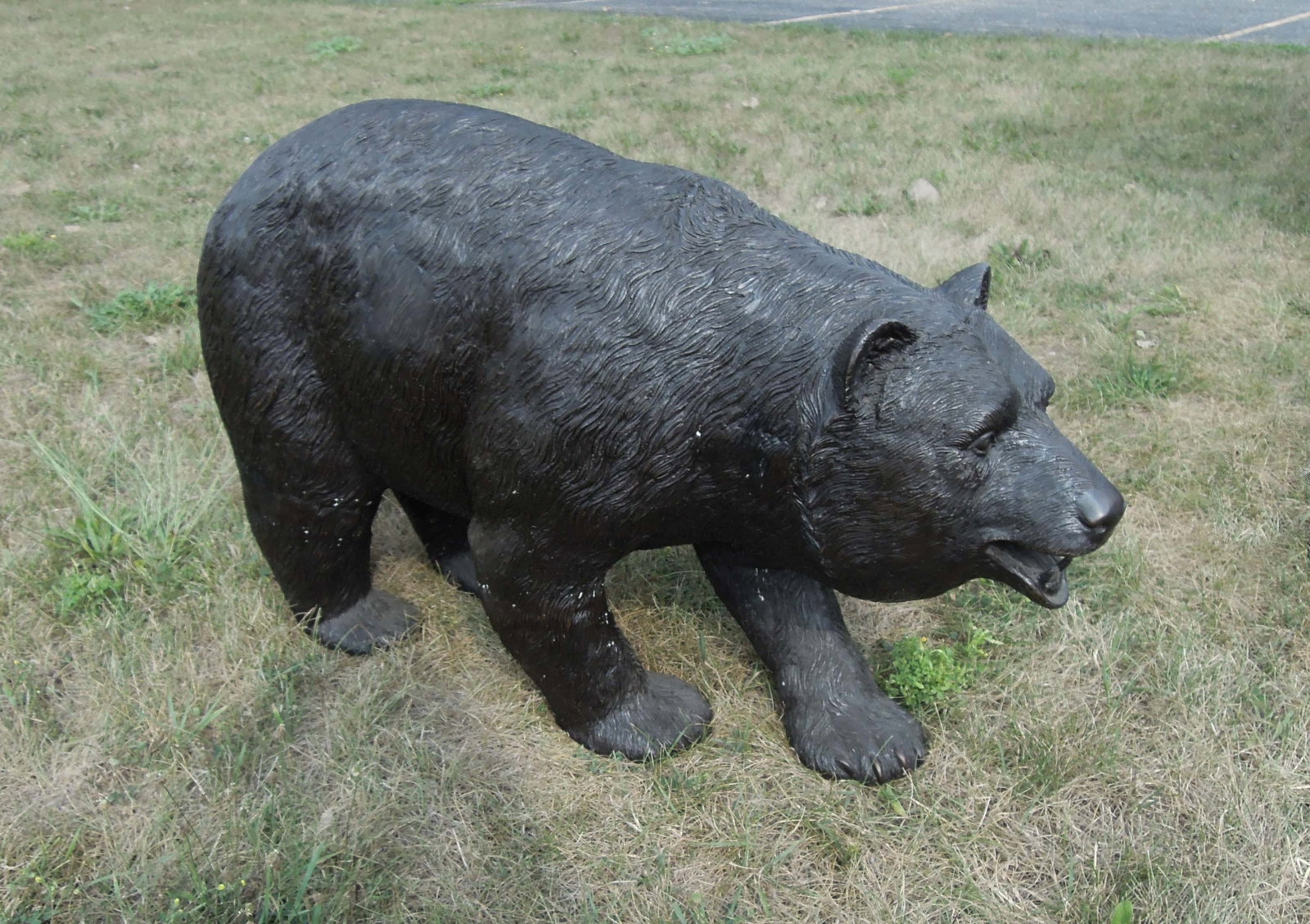 VERY HEAVY LIFE SIZE BEAR CUB: Fine detail. Brown patina. 25" high, 13" wide, 41" long.