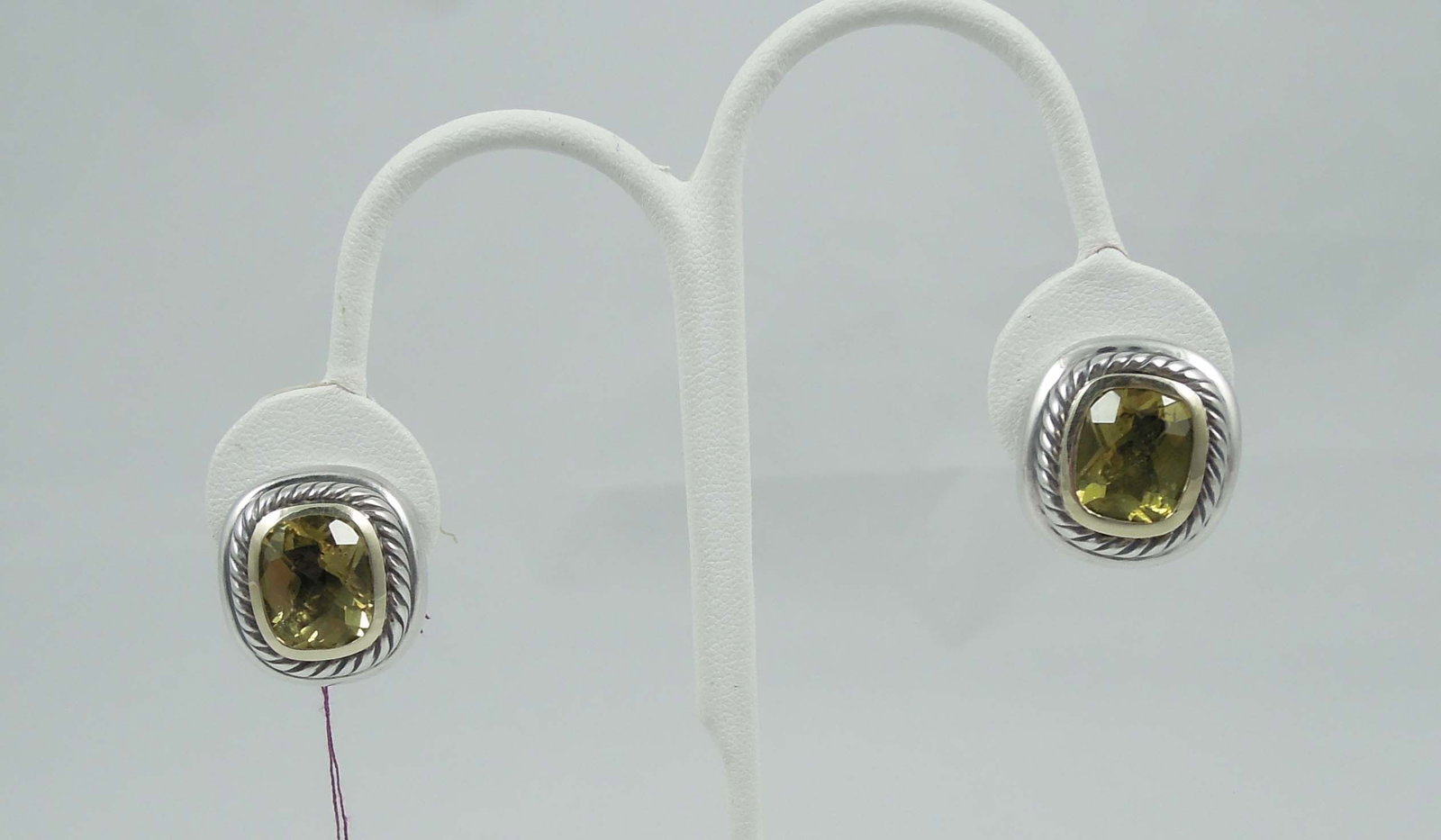 PAIR DESIGNER DAVID YURMAN LADIES 14K Y.G. & STERLING SILVER & LEMON QUARTZ EARRINGS (1 of 1)