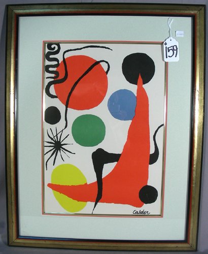 ALEXANDER CALDER (1898-1976) FRENCH - ORIGINAL: ALEXANDER CALDER (1898-1976) FRENCH - ORIGINAL LITHOGRAPH IN COLORS Circa 1970's. Signed in the plate, lower right. Framed. Image 20" x 14", Overall 27 1/2" x 23"