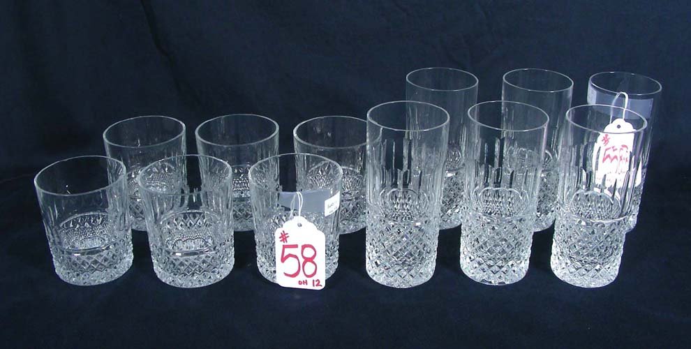 GROUP OF 12 CUT CRYSTAL GLASSES: GROUP OF 12 CUT CRYSTAL GLASSES Windsor pattern. Set consists of 6 water glass and 6 tumblers.
