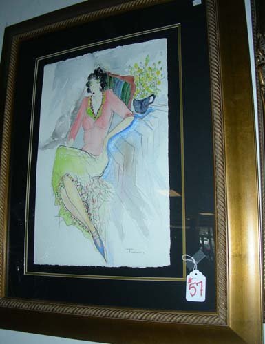 ITZCHAK TARKAY (1935-2012) YUGOSLAVIAN/HUNGARIAN -: Hand signed lower right. Image 22 1/2" x 15", Overall 38 1/4" x 31"