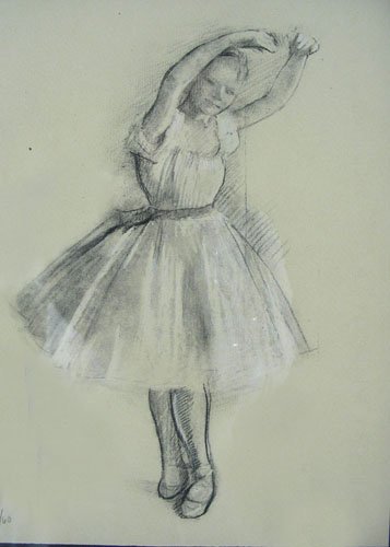 EDGAR DEGAS (1834-1917) FRENCH: Original Offset Lithograph from a very small edition of 60. "Petite Danseuse". From the Degas Suite. Circa 1918. Numbered 52/60. Image 10 1/4" x 7 3/4", Overall 26" x 22"