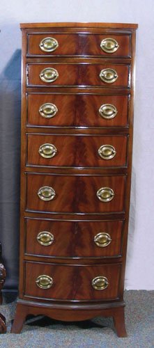 FINE HAND CARVED FLAMED MAHOGANY SEVEN DRAWER CHEST (1 of 1)