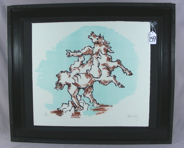 JACQUE LIPCHITZ (1891-1973) FRENCH: Original lithograph on II Disonte Vellum paper. Rare Limited Edition 69/100. "Last Embrace II". Circa 1971. Hand signed and numbered by Lipchitz. Image 23" x 25 1/2", Overall 31" x 37".