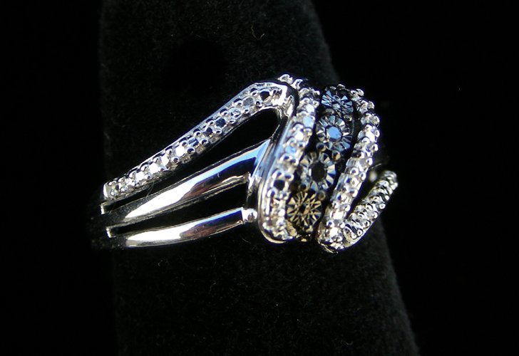 STERLING SILVER AND BLACK DIAMOND RING (1 of 1)