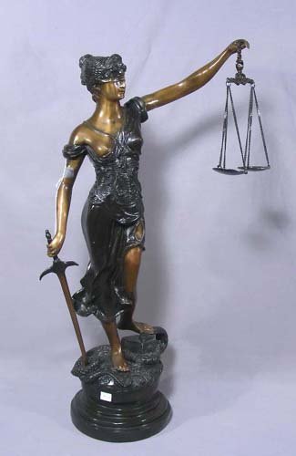 BRONZE SCULPTURE "SCALES OF JUSTICE" (1 of 1)