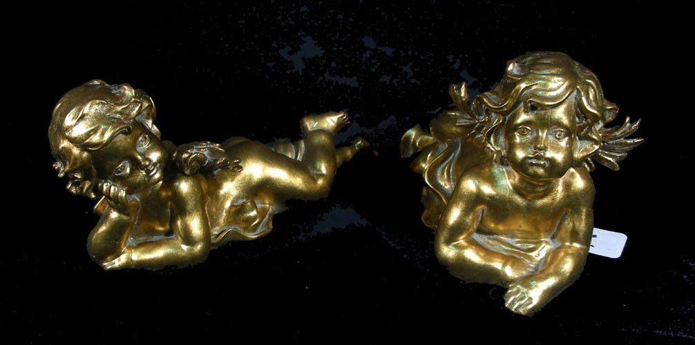 PAIR COMPOSITION GILT CUPIDS (1 of 1)