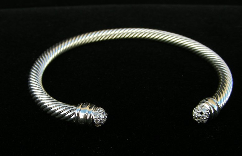 DESIGNER DAVID YURMAN STERLING SILVER AND DIAMOND CABLE (1 of 1)