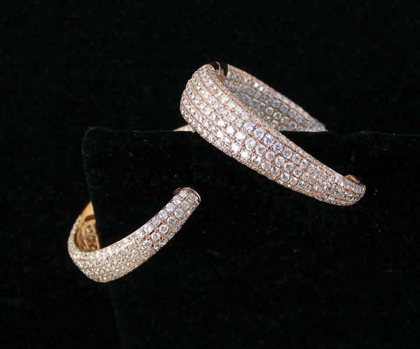 PAIR CUSTOM MADE 14K ROSE GOLD AND DIAMOND HOOP DESIGN (1 of 1)