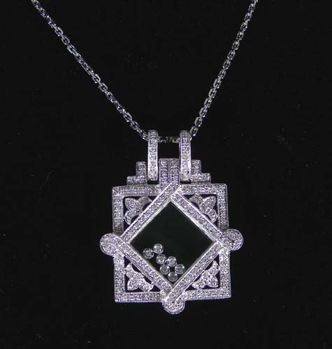 LADIES 14K WHITE GOLD CHOPARD STYLE DIAMOND NECKLACE (1 of 1)