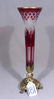 RUBY OVERLAY AND BRONZE TULIP VASE