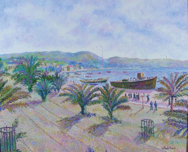 H. CLAUDE PISSARRO (1935- ) FRENCH: Original oil on canvas "Bateaux a Bandol (A L'ouest de Toulon - Var). Hand signed. Complete with certificate of authenticity with H. Claude Pissarro signature, thumb print and registration #735907OL.