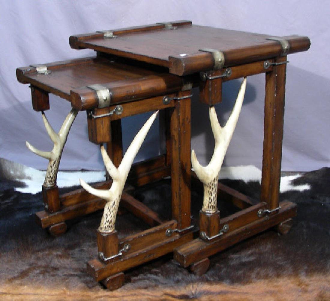 PAIR CUSTOM MADE ANTLER MOTIF STACK TABLES (1 of 1)