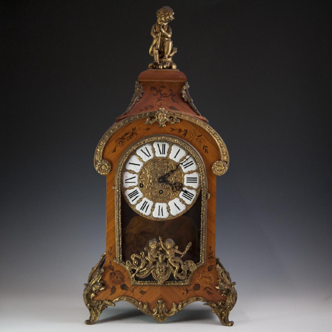 Franz Hermle and Sohn Marquetry & Bronze Mantel Clock (1 of 13)