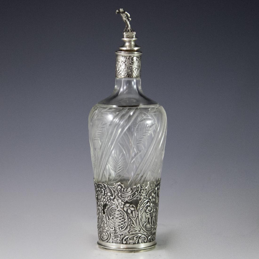 Antique Sterling Overlay Crystal Decanter (1 of 6)