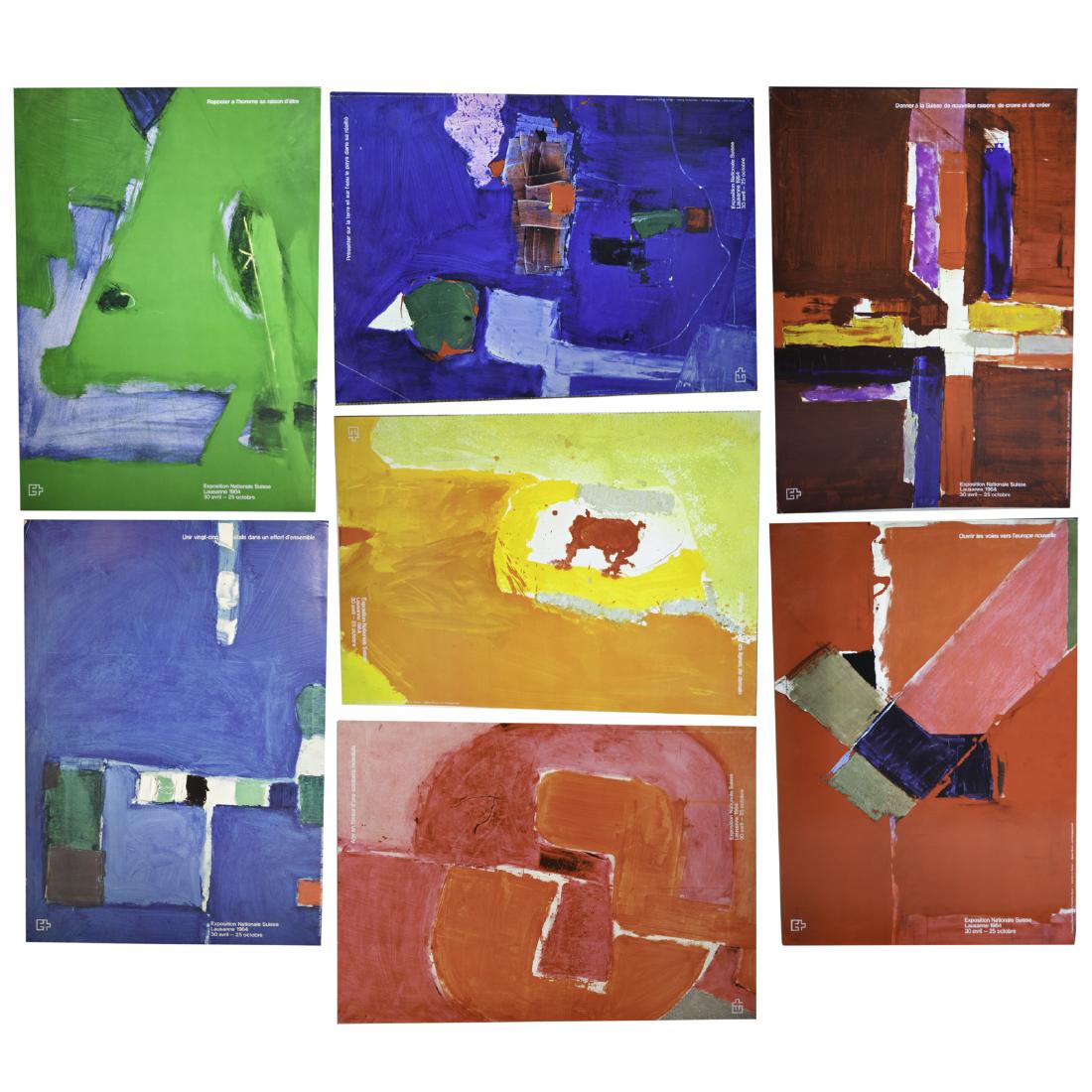 Hans Falk (Swiss 1918-2002) 1964 Exposition Nationale: DESCRIPTION: A collection of 7 lithographs from the 1964 Exposition Nationale Suisse in Lausanne, a competition in which artists create works based upon subject relevant to their times. Hans Falk, won