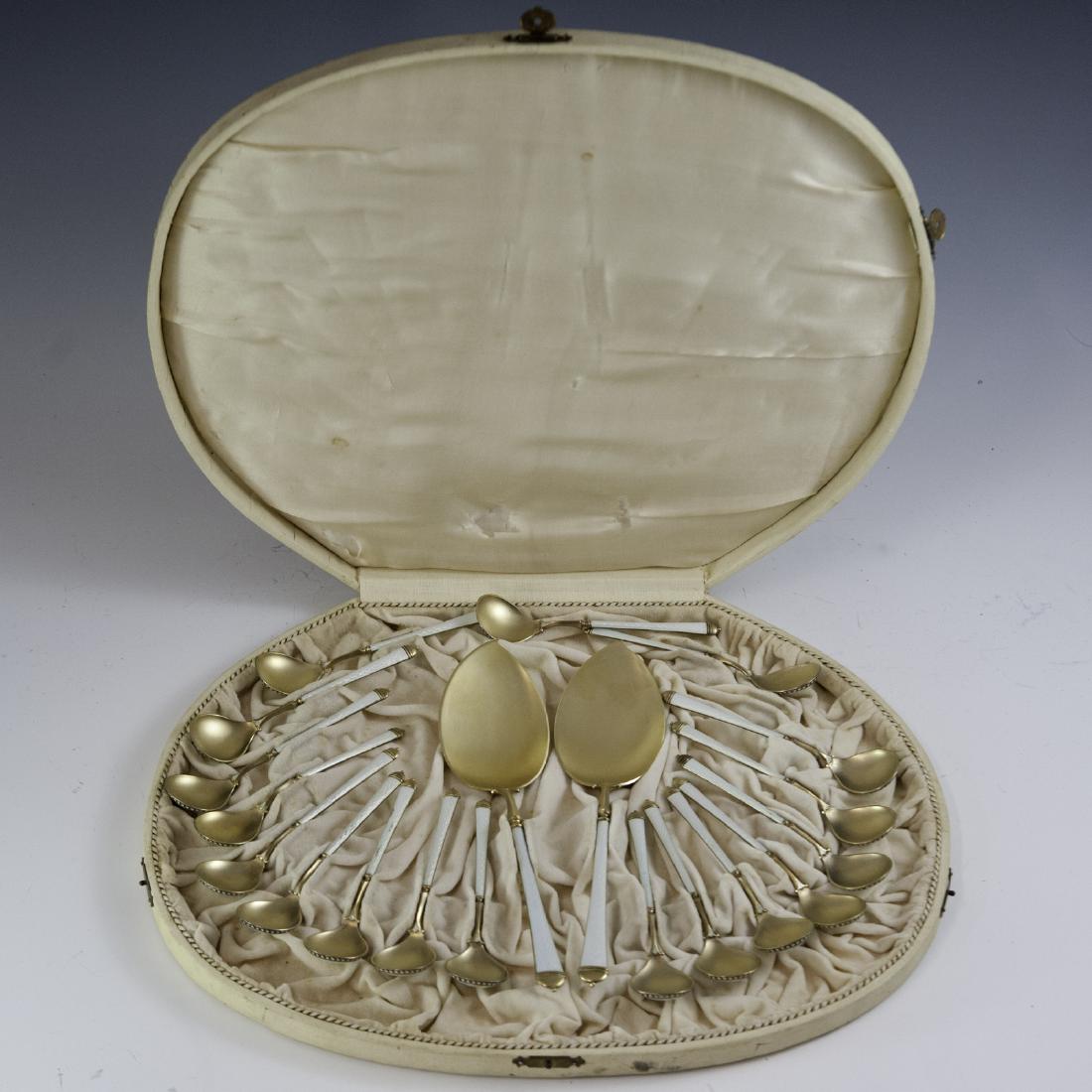 Antique David Andersen Enameled Sterling Spoon Set (1 of 5)