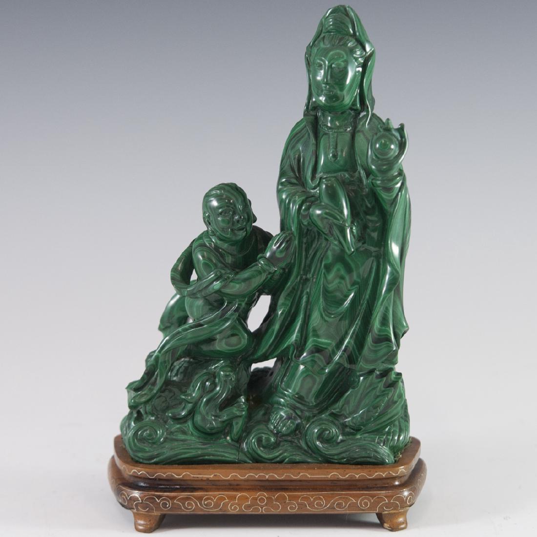 Carved Chinese Malachite Guanyin (1 of 7)