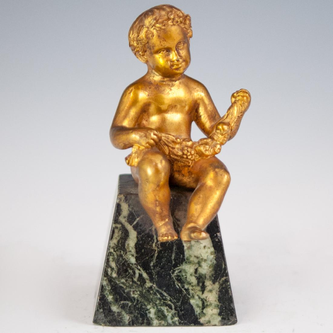 Antique French Dore Bronze & Marble Cherub (1 of 4)