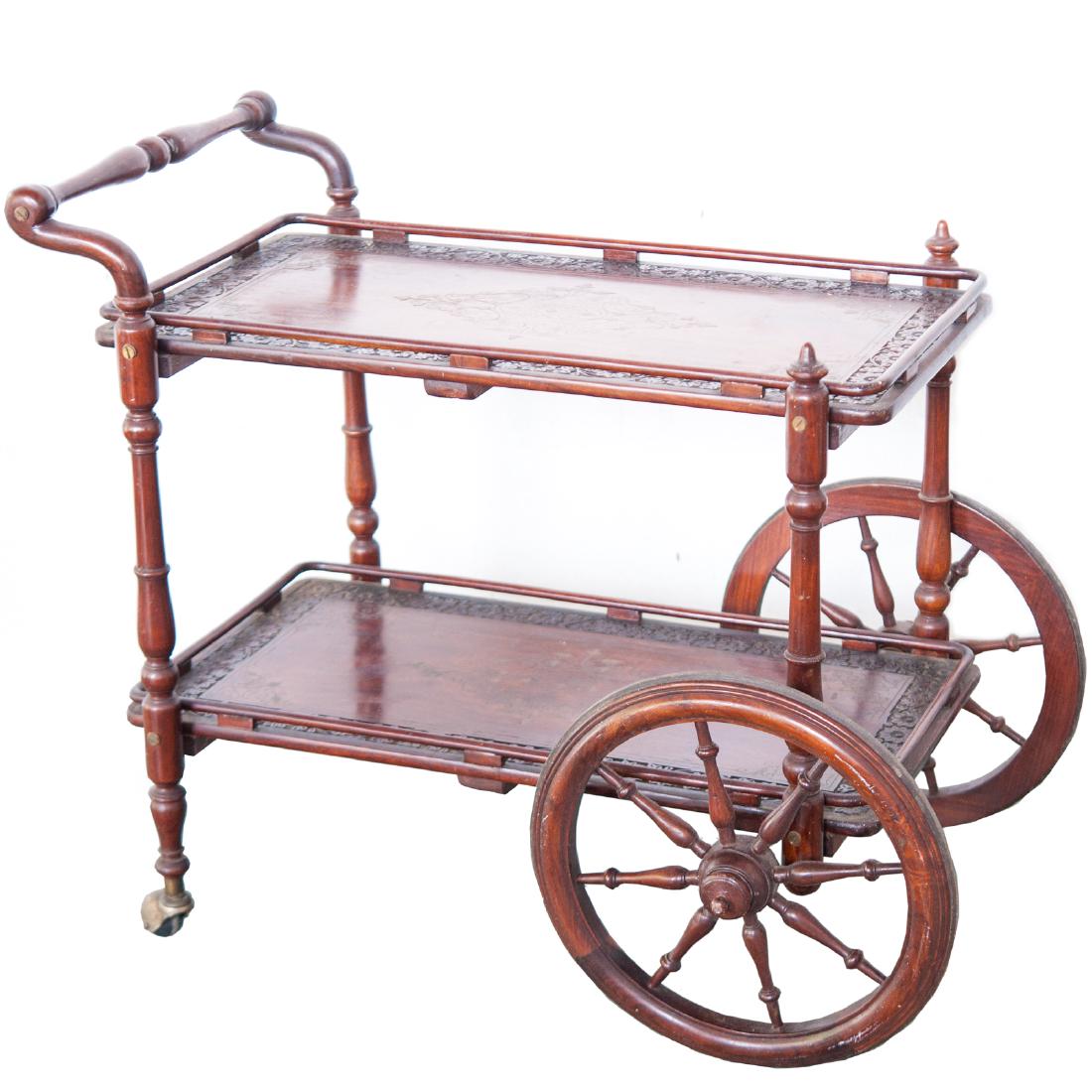 Victorian Inlaid Wooden Liquor Cart (1 of 4)