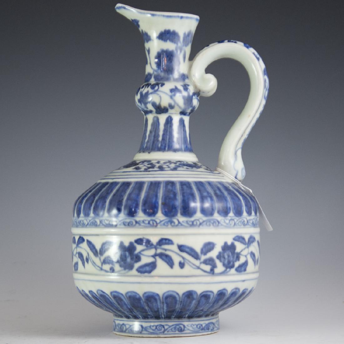 Chinese Ming Style Blue & White Porcelain Ewer (1 of 5)