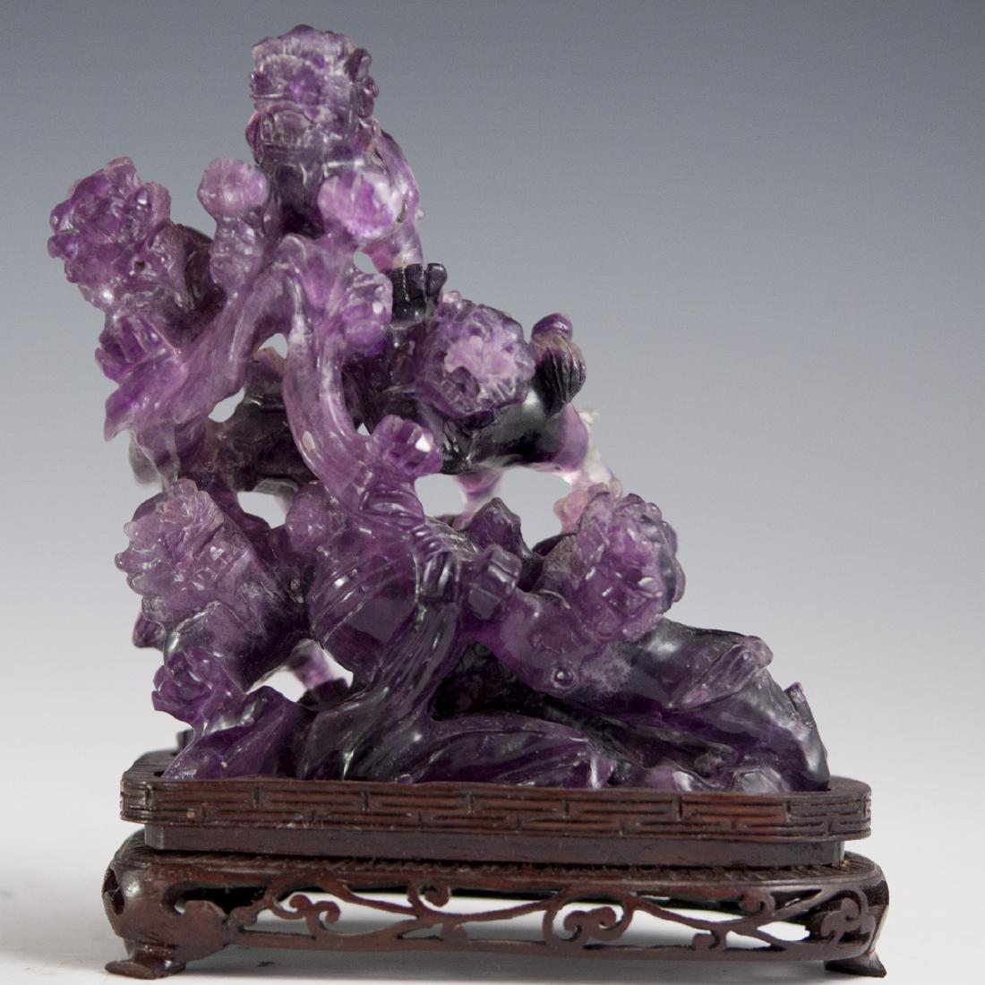Carved Chinese Amethyst Foo Dogs (1 of 5)