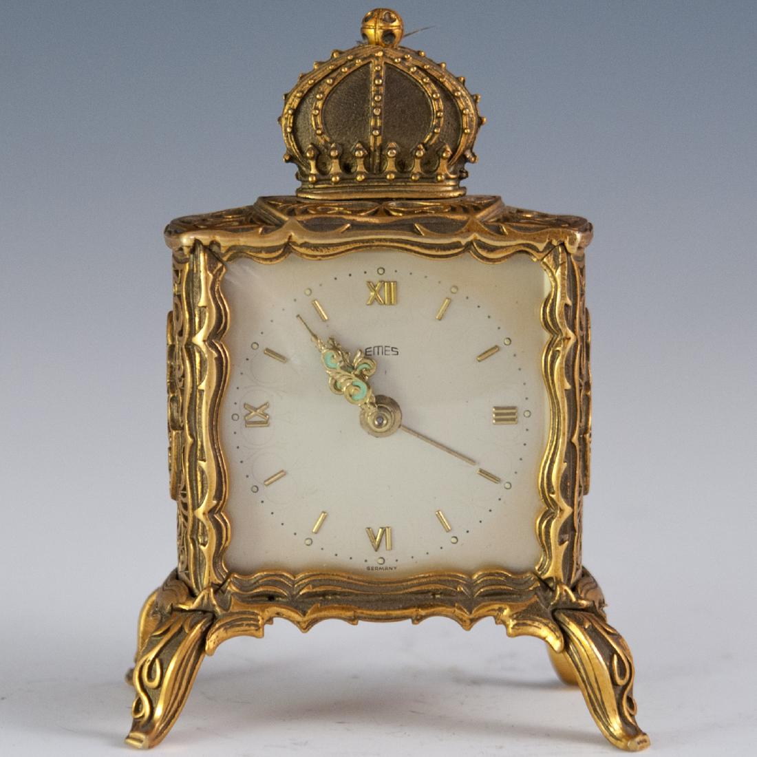 EMES German Dore Bronze Enamel Alarm Clock (1 of 5)