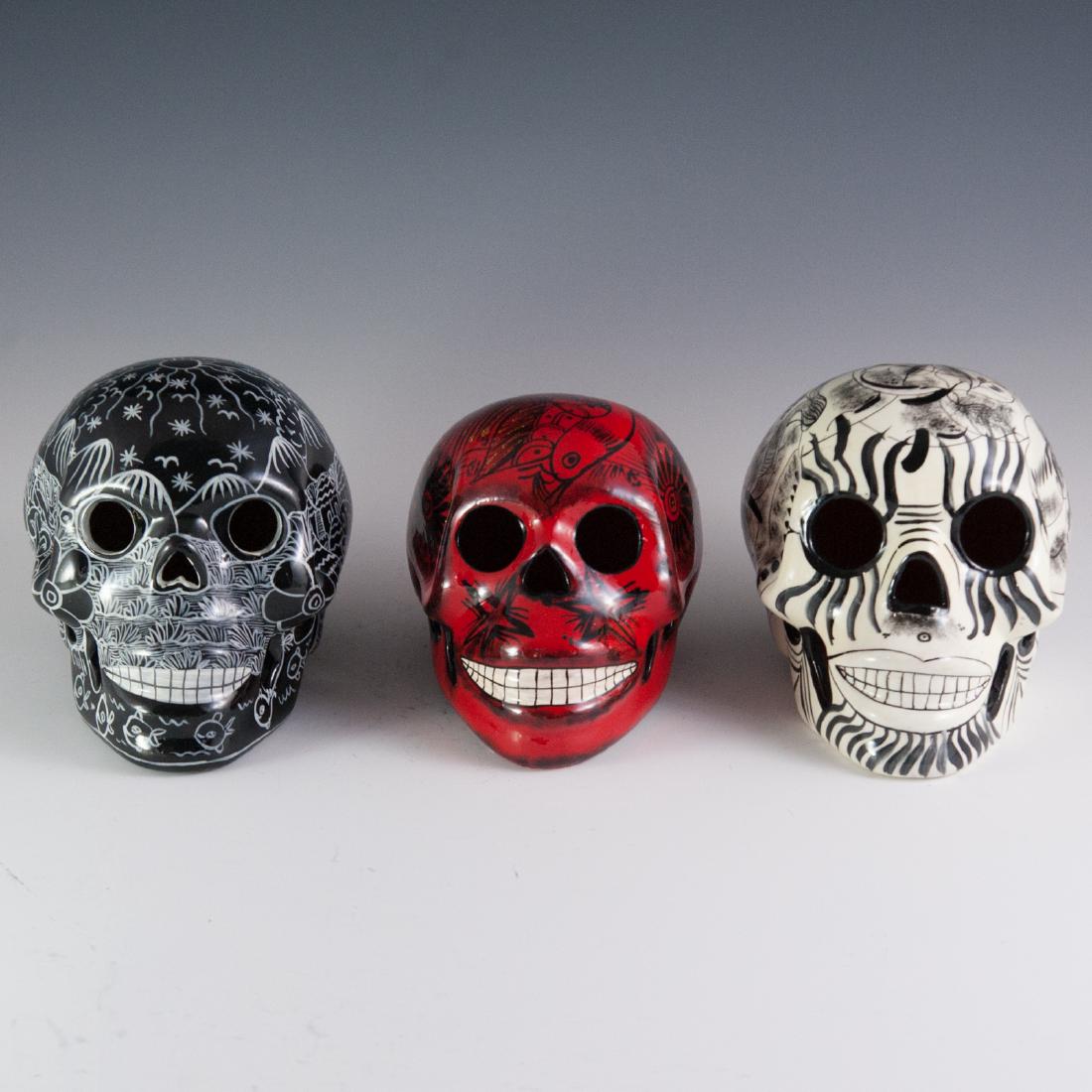 Decorative Mexican Hand Painted Ceramic Skulls (1 of 4)