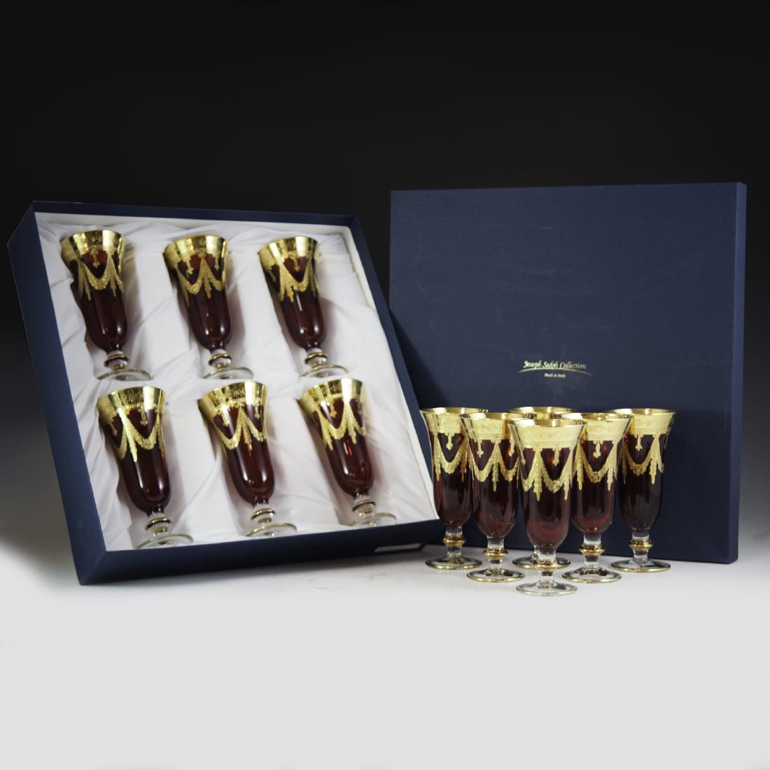 Interglass 24kt Overlay Ruby Champagne Flutes (1 of 5)