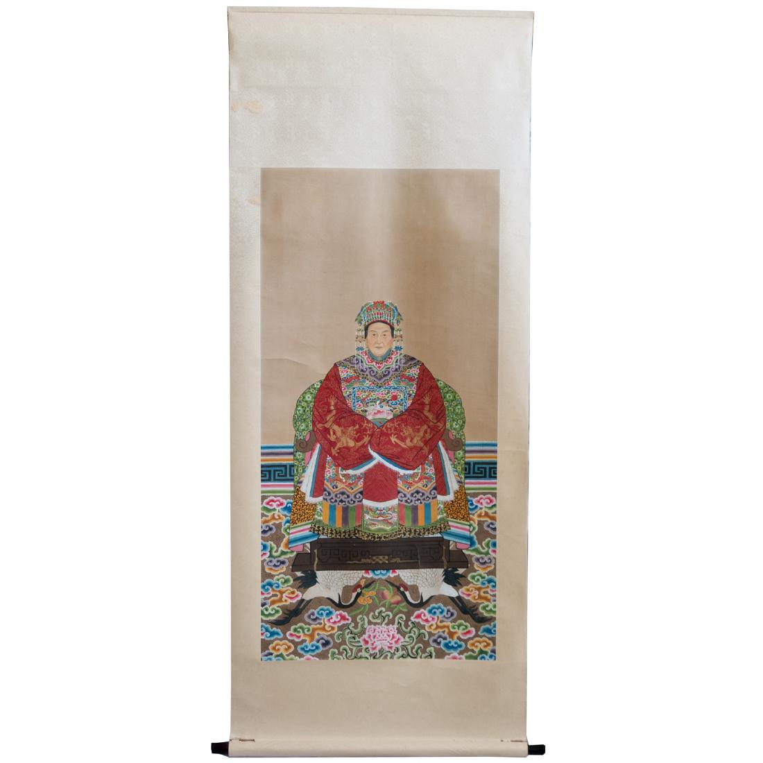 Chinese Gouache On Silk Scroll (1 of 3)