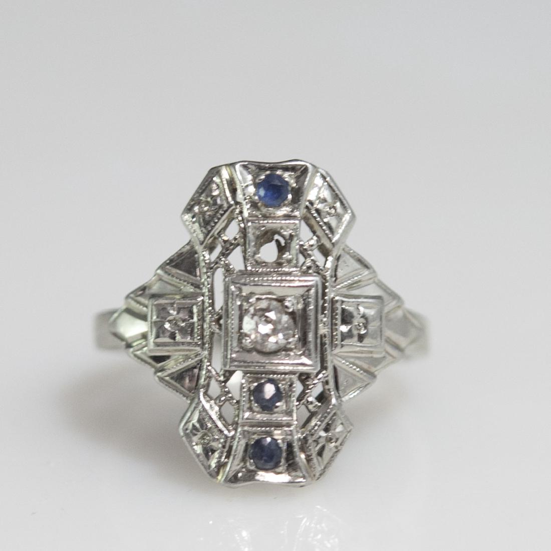 Art Deco 18kt Gold Sapphire & Diamond Ring (1 of 2)