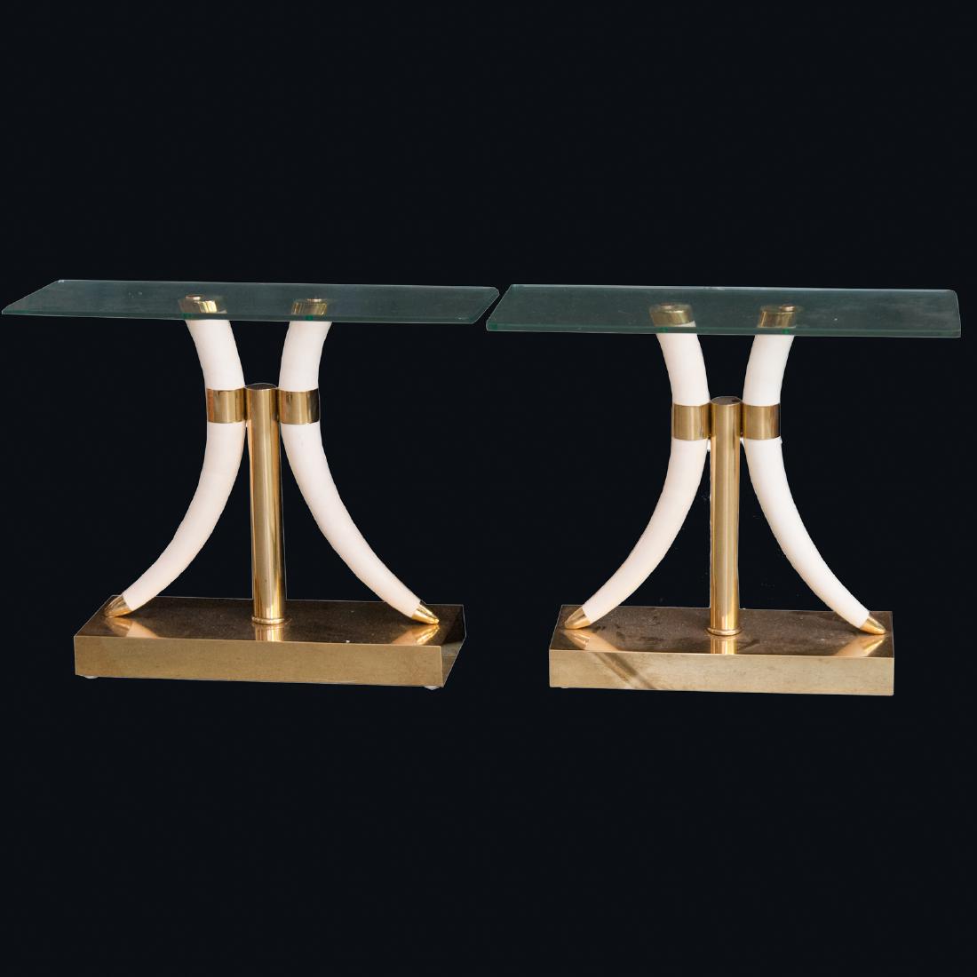 Valentti Style Mid-Century Faux Ivory Brass Side Tables (1 of 2)