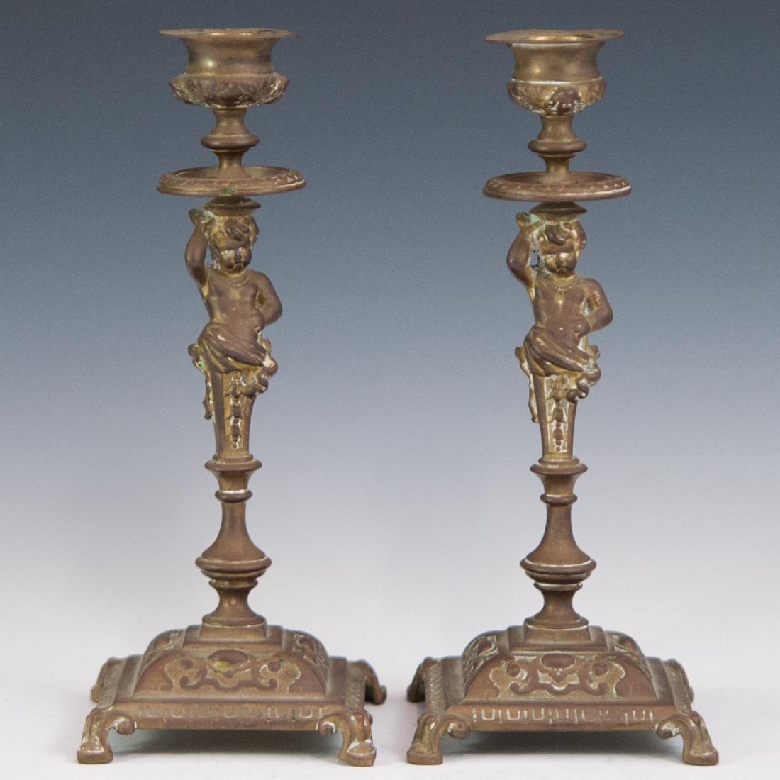 Antique Figural Bronze Candlesticks (1 of 3)