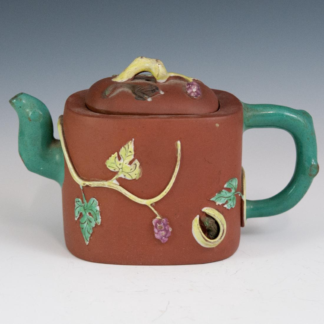 Chinese Enameled Yixing Clay Teapot (1 of 5)