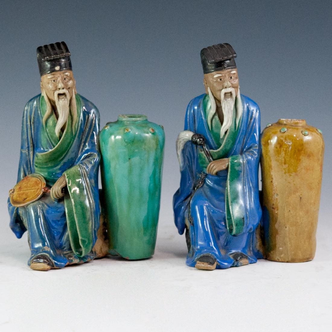 Chinese Glazed Terracotta Figural Vases (1 of 6)