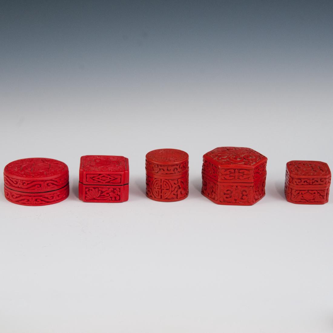 Chinese Lacquered Cinnabar Boxes (1 of 3)