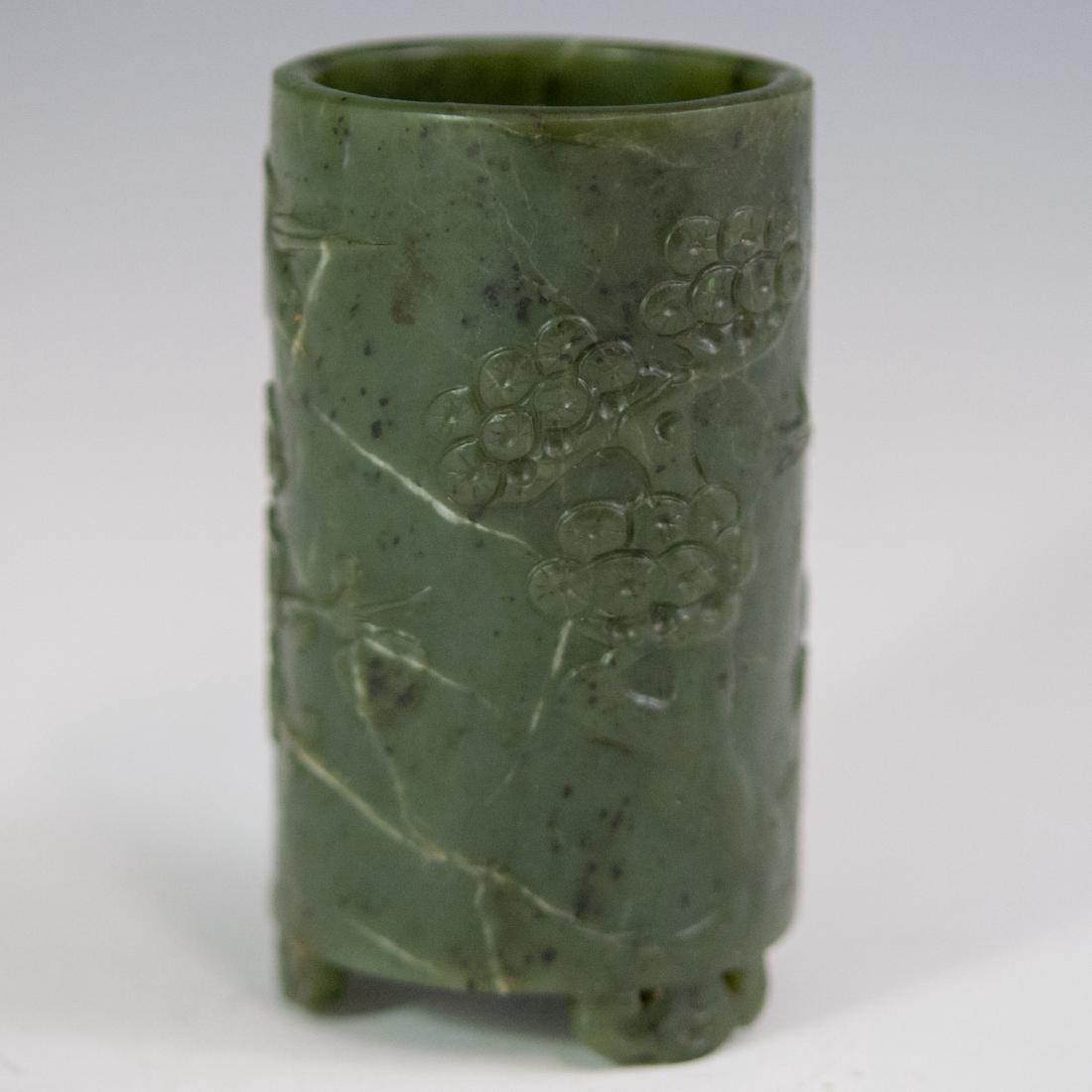 Antique Chinese Spinach Jade Brushpot (1 of 3)
