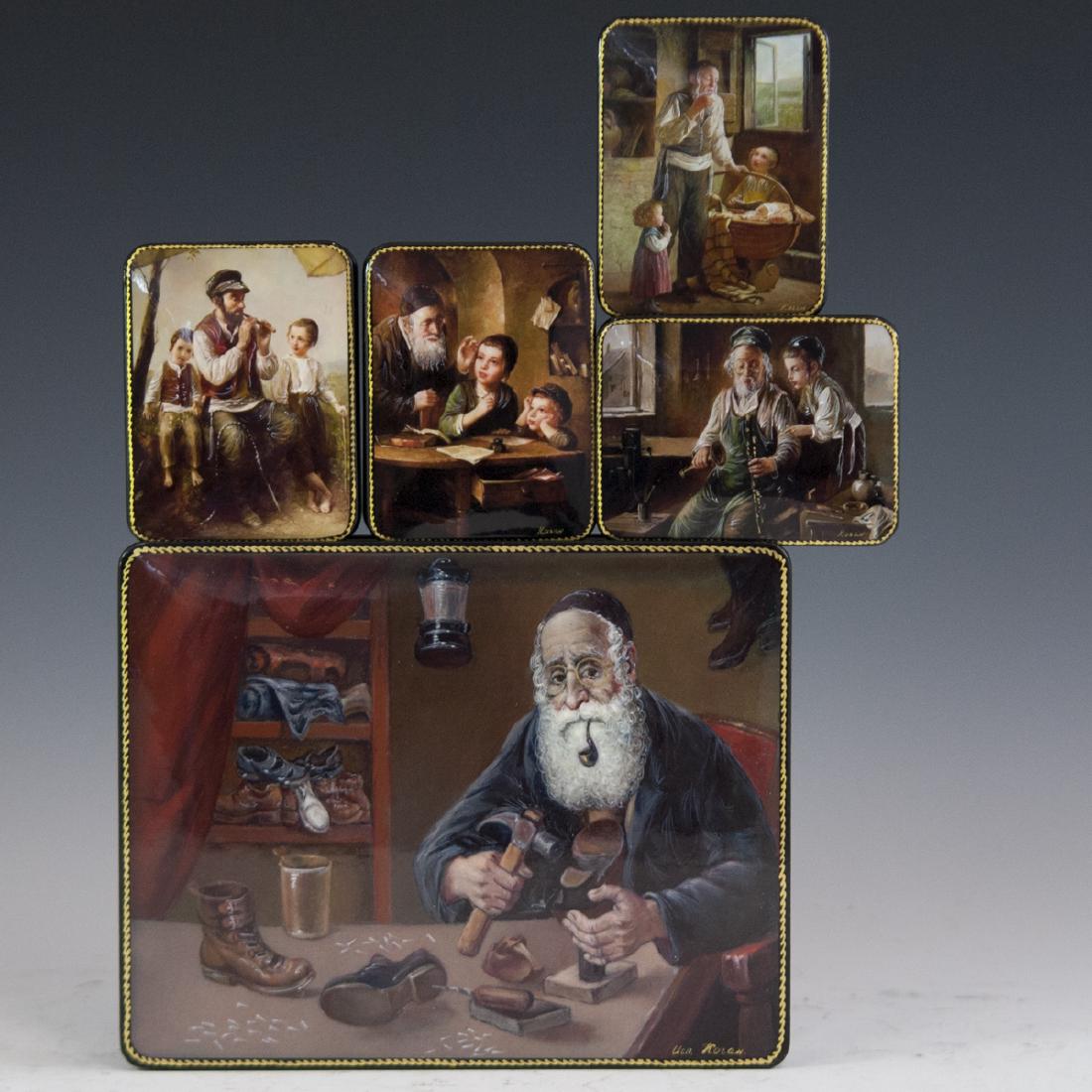 Russian Lacquered Papier Mache Judaic Boxes (1 of 7)