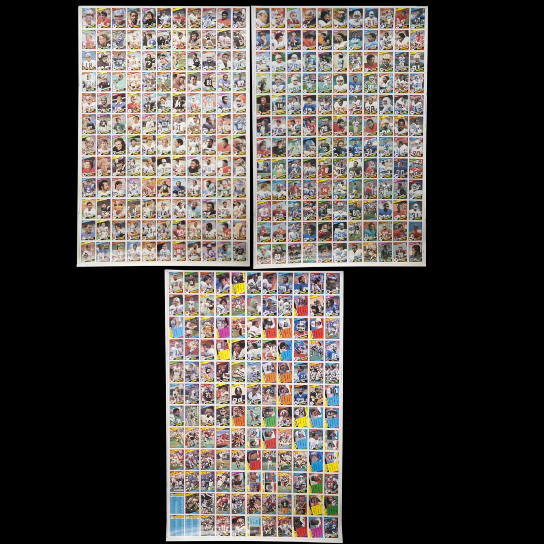 1984 Topps Chewing Gum NFL Card Sheets: DESCRIPTION: A set of three Topps Chewing Gum, 1984, uncut NFL card sheets. Each sheet has 132 cards, bringing the total amount of cards to:396. CIRCA: Late 20th Ct. (1984) ORIGIN: USA DIMENSIONS:(Eac